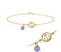 Round Anchor with Purple Semi-Precious Anklet ANK-198-GP